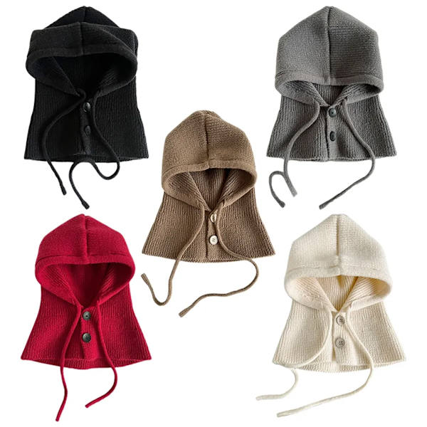 Dame Vinterhue Hætte Strikhue Balaclava(brun)