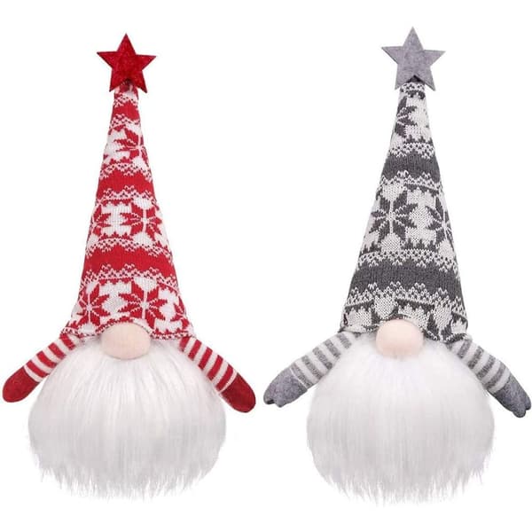 2-pack 38 cm LED Tomtedockor, Skandinavisk Jultomte för Bord