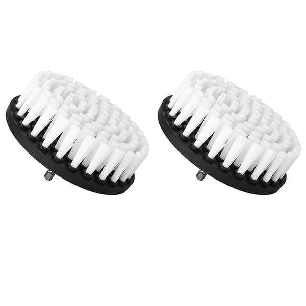 2-pack 5-tums elektrisk borrmaskinborste för matta och läder, vit