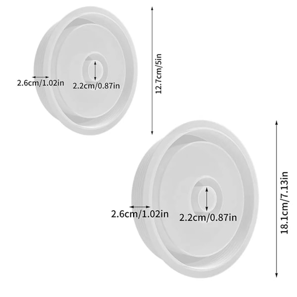 2x Silikonivalu Kynttilänjalka, Pyöreä Valu Kynttilänjalka, Hartsi Epoksi DIY Silikoni Kynttilämuotti (Iso + Pieni)