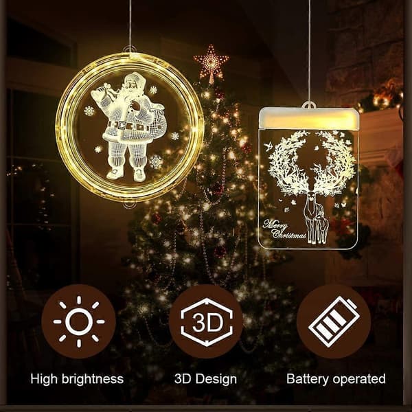 3D Julemand Træ Lys Guirlande til Indendørs Udendørs Julefest
