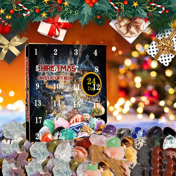 24-dagers krystallstein-julekalender – Festlig sjarm blindboks-gavesett