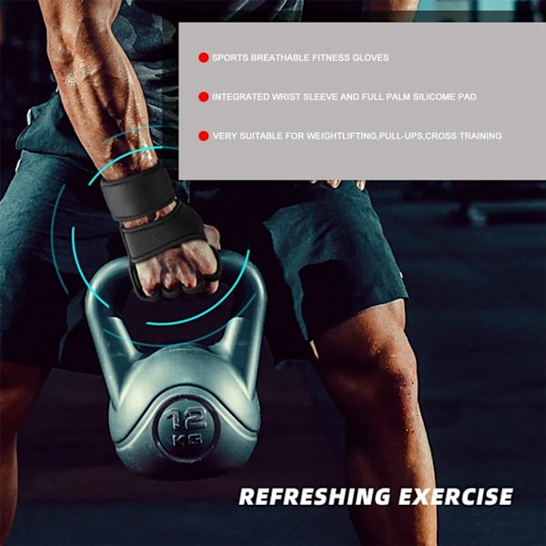 Fitnesshandskar med handledsstöd, sporthandskar, träningshandskar för män och kvinnor för gymmet, styrketräning, tyngdlyftning, L