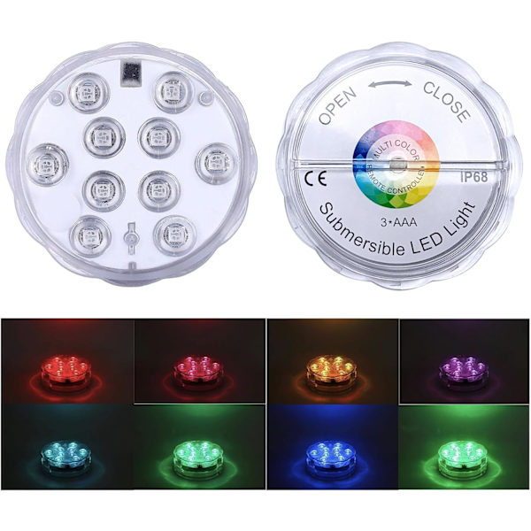 Farverige RGB dykkerlys, LED udendørs undervands natlys