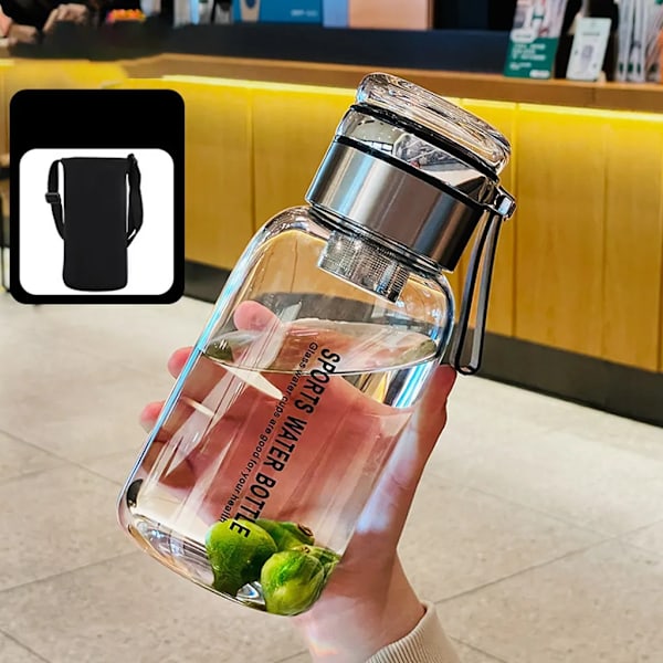 Glasflaske 750ml vandflaske drikkevand flaske glas med gummilåg, glas drikkevand flaske med rustfrit stål si