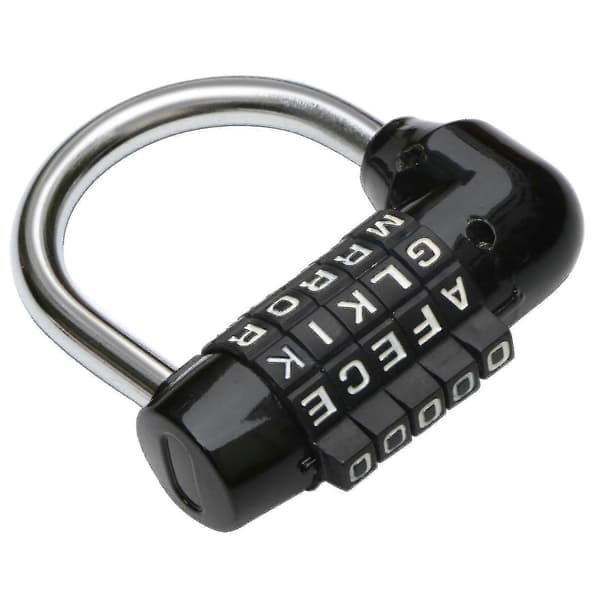 5-bogstavs kombinationshængelås sort