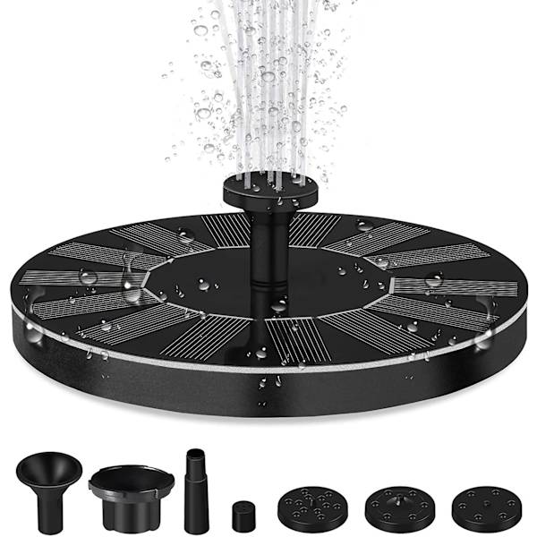 Solcelledrevet springvand til damvandpumpe, solcelledrevet havefontæne, lille springvand, vandpumpe, solcelledrevet springvand til havedekoration, minidam, fuglebad (16 cm)