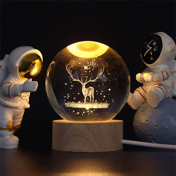 3D krystallkule elg nattlys ornament bursdagsgave