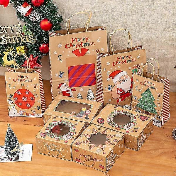 Jul presentpåsar i kraftpapper 24 påsar olika julpåsar i papper