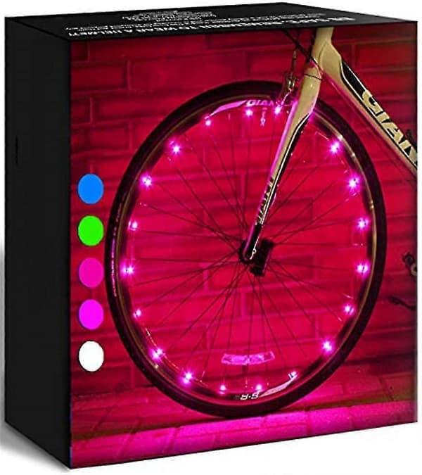 LED Sykkelhjullys - Oppladbart (Rosa)
