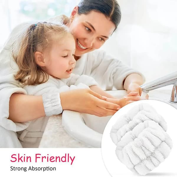 3-pack pannband handledsskydd set, spa ansiktshårband handled, handled spa handledsskydd, för hudvård, ansiktsrengöring, dusch (vit)