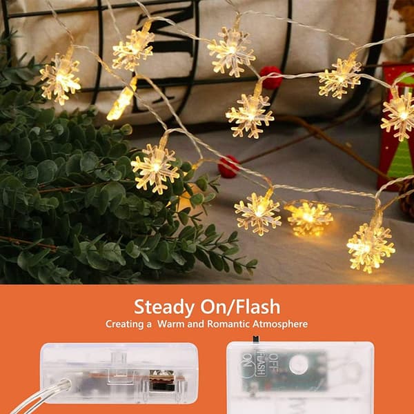 6m 40 LED Snöflinga Ljusslingor, Batteri, Inomhus-Utomhus