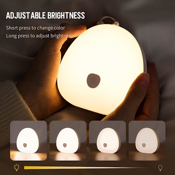 Nattlampa för barn, USB-C laddningsbar LED-nattlampa för bebis, 1 st (varmt ljus (vitt))