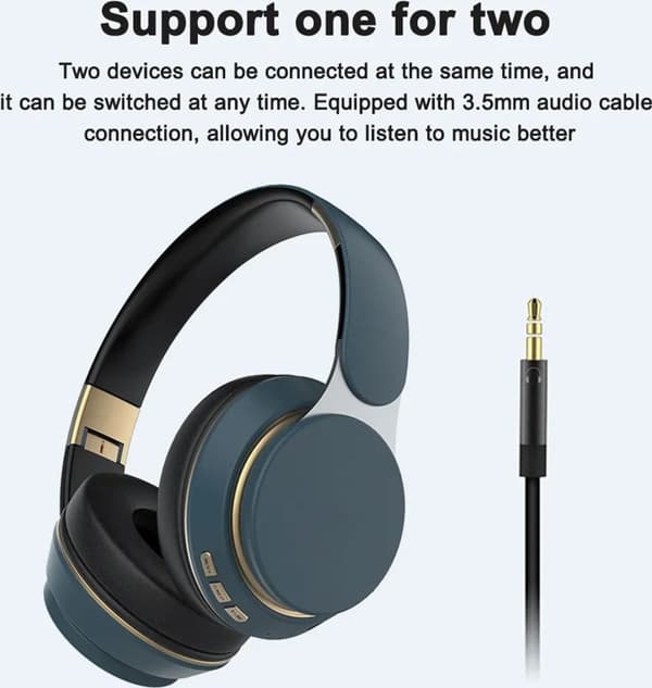 Svarte Bluetooth Over-Ear Hodetelefoner – Sammenleggbar Mikrofon Støyisolerende On-Ear