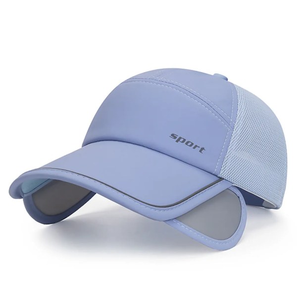 Sommarsolhatt, Baseballkeps Dam och Herr, Bred Brätte UV-skydd, Infällbar Visir, Mesh Andningsbar Fiskarekeps Strandhatt, Ljusblå