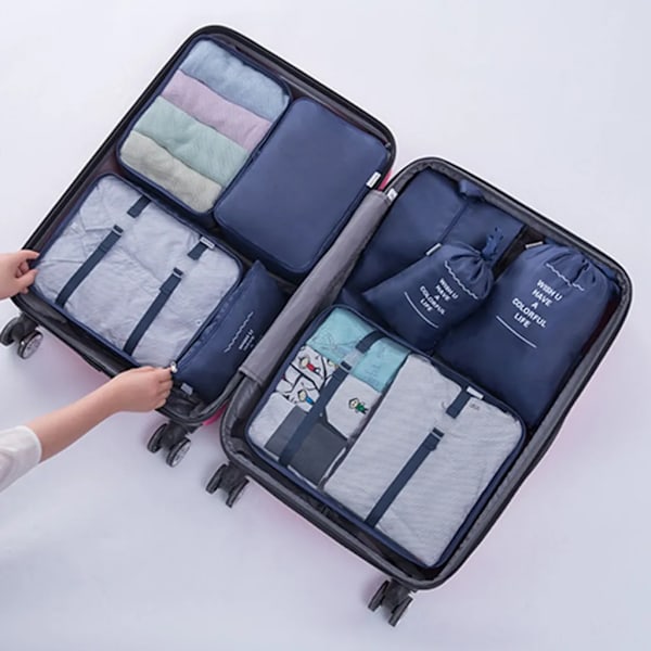 9-delad resväskeorganiseringsset, packningskuber, klädpåsar, semester och resor, packningskubset