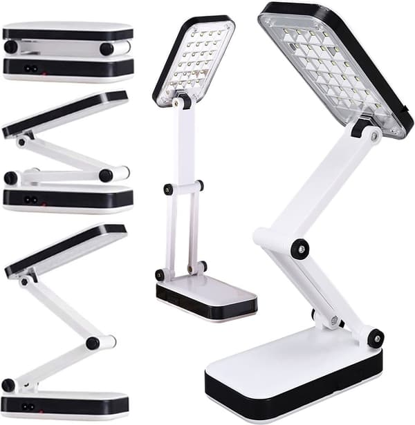 LED foldbar skrivebordslampe med justerbar lysstyrke, studentergave