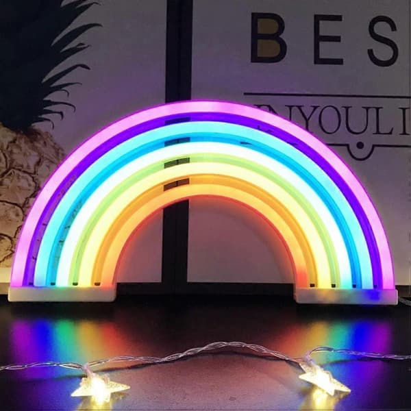 Regnbue LED Neon Lys, Veggdekor, Julegave til Barn