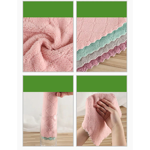 10 kappaleen setti pyyhkeitä, 25 x 25 cm, koralli fleece + puuvilla, tiskirätit keittiöpyyhkeet, mikrokuitukangas
