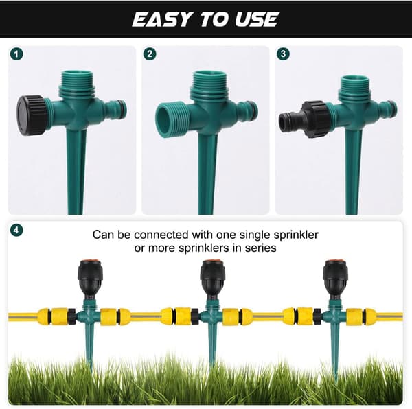 Hagesprinkler, 360° automatisk vanning, 4-delt sett