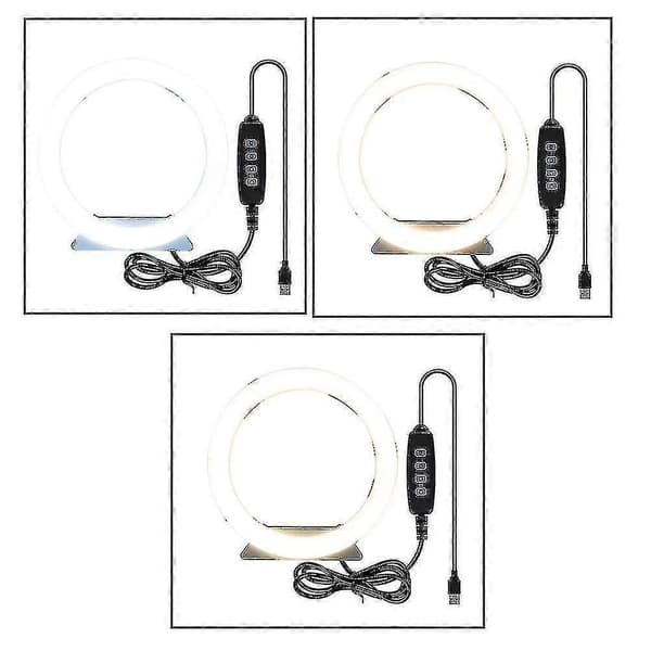26 cm LED-ringlampa med 9 cm stativ, dimbar ringlampa för smink