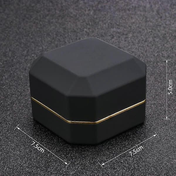 Led Presentask Lock Elegant Sammet Ringbox med LED-ljus för Smyckesvisning Bröllopsförlovning Alla hjärtans dag Julklapp Ring Svart