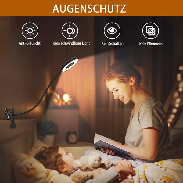 LED-leselampe, øyeklipslampe, dimbar