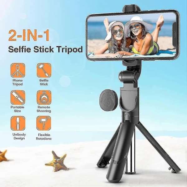 Bluetooth Selfie-tikku Tripod, kaukosäädin, iPhone 11-13 & Android