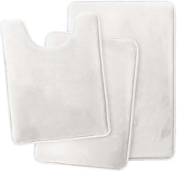 Badrumsmatta i Memory Foam – Korallfleece Halkfri Maskintvättbar 3-delars
