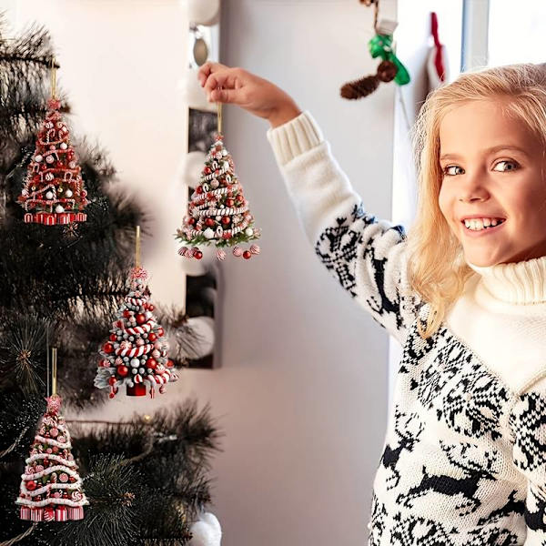 4-pack Akrylbok Julgranspynt - Klassiska Hängande Semesterdekorationer för Hem & Fest