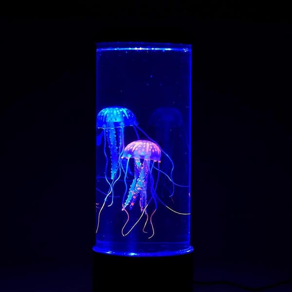 LED Jellyfish Lava Lampe Multicolor, USB Genopladelig Natlampe