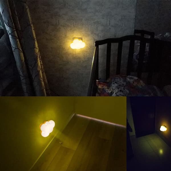 3 Moln LED Plug-In Nattlampor – Skymningssensor Varmvit Hall/Kök