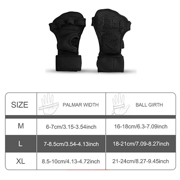 Sports Ventilated Gloves för män och kvinnor, Full-Coverage Silicone Padding | Perfekt för tyngdlyftning, Cross-Training, Storlek M