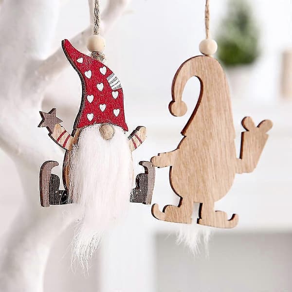 Gnome Julemand Vedhæng Træ Træ Skov Tilbehør Ornament