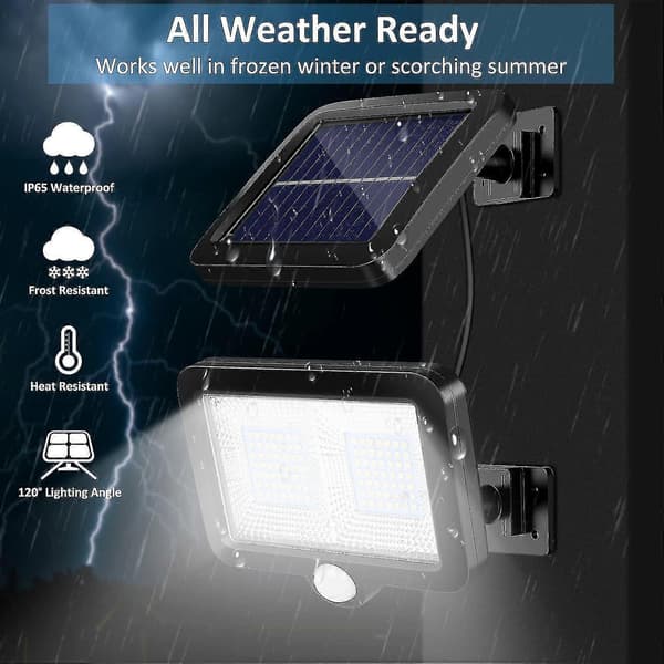 98-LED Solar Motion Light, IP65, 5 m kabel til skur/garage