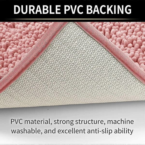20×32\" Rosa Chenille Baderomsmatte – Supermyk Absorberende Maskinvask Sklisikker