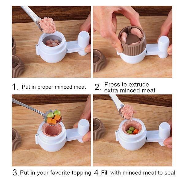 2 stycken köttbullsmaskin kök fiskboll risboll gör non-stick form DIY köttsmörgås köttbulle antik köttverktyg