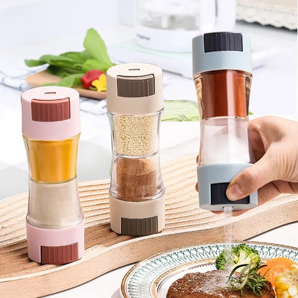 1 stk krydderflaske, krydderkrukke, krydderkrukke med dispenser, salt- og pepperbøsse, presis 0,5 gram dosering (rosa)