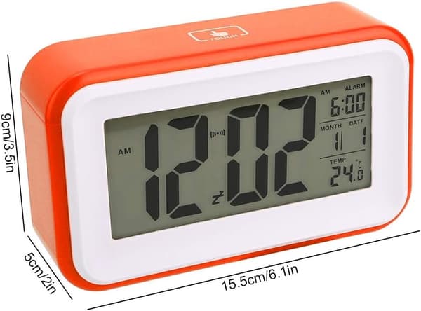 Digital väckarklocka med temperaturvisning, multifunktionell sovrumsbordsur (orange)