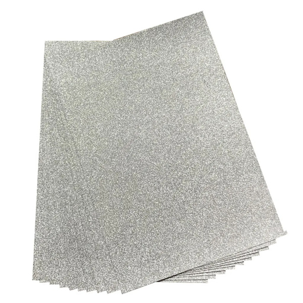 10 Ark Glitter Foam Gummi, A4 Självhäftande Glitter Foam Guld Silver Foam Gummi Glitterpapper för Barn Korttillverkning (Silver)