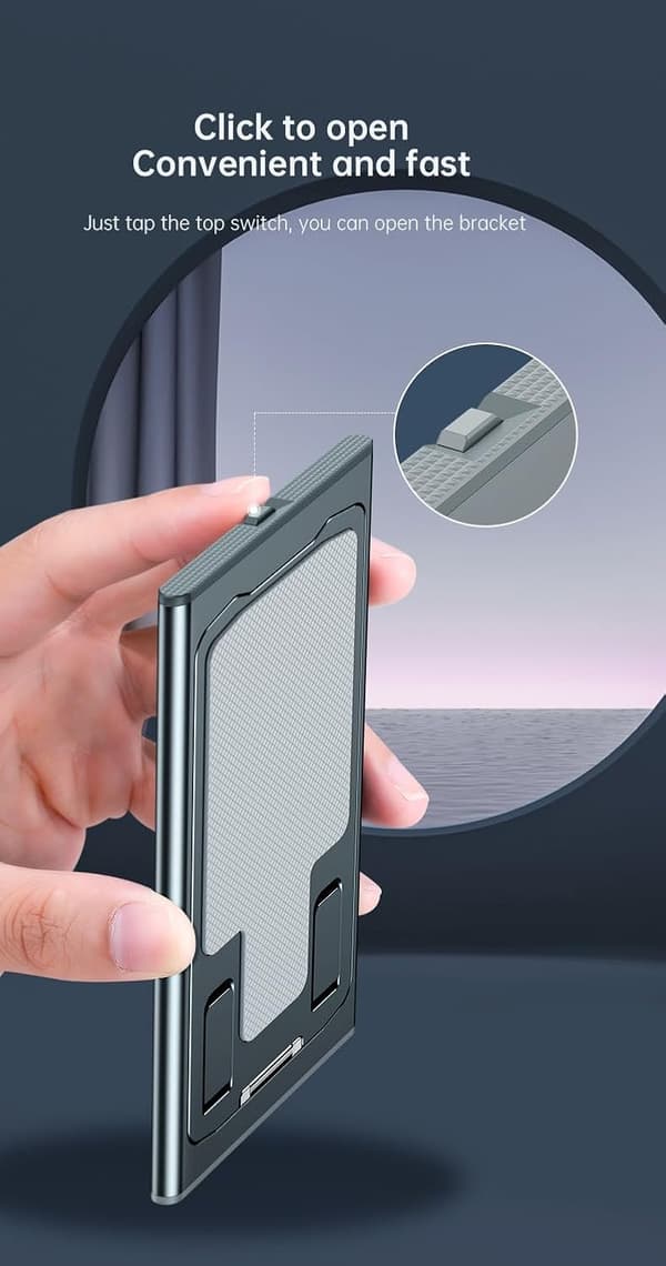 Foldbar mobiltelefonholder, metal, til skrivebord