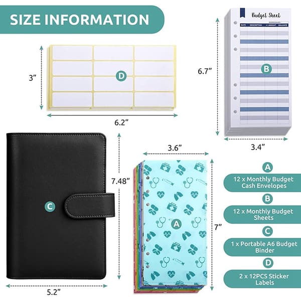 Ringbind Budget Planner A6 Ringbind Omslag Kreativ Notesbog Sort