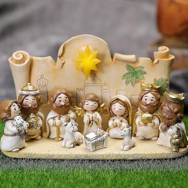 Julkrubba Dekorationsset Jesusbarn Staty Harts Konst Hantverk
