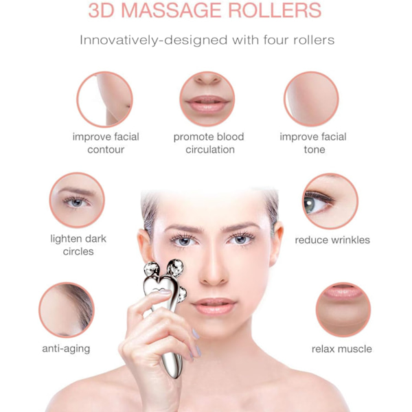 4D rulle ansigtsmassager sølv Y afslappende massage