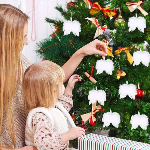 12 engelvinger julepynt - hvide fjer, meget velegnet til DIY-håndværk og julepynt