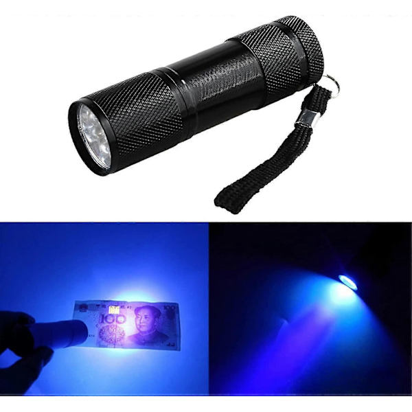 UV-taskulamppu, UV LED -taskulamppu, UV-taskulamppu 395 nm LED-mustavalotaskulamppu