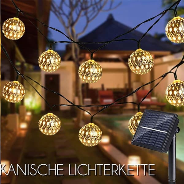 5m 20 LED Solar Marokkanske Kuler, Varmhvit, Hage, Jul