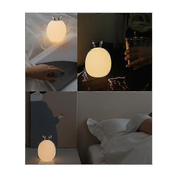 Kanin LED Natlampe Blød Silikone Dæmpbar USB Genopladelig