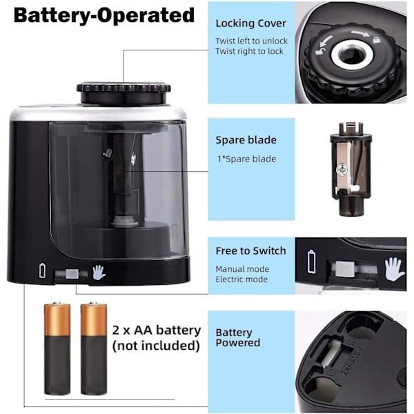 1 stk elektrisk blyantspisser, automatisk skrivebordsutstyr