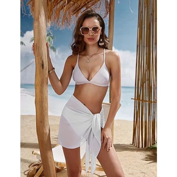 Korta saronger för damer Beach Wrap Skira Bikini Wraps Chiffong Cover Ups White 190cm*46cm